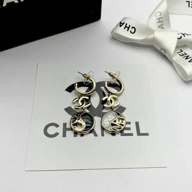 Chanel Asymmetrical Yin-Yang CC Logo Gold-Tone Earrings 5