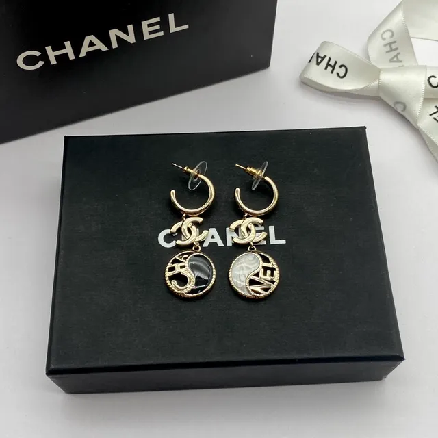 Chanel Asymmetrical Yin-Yang CC Logo Gold-Tone Earrings 6