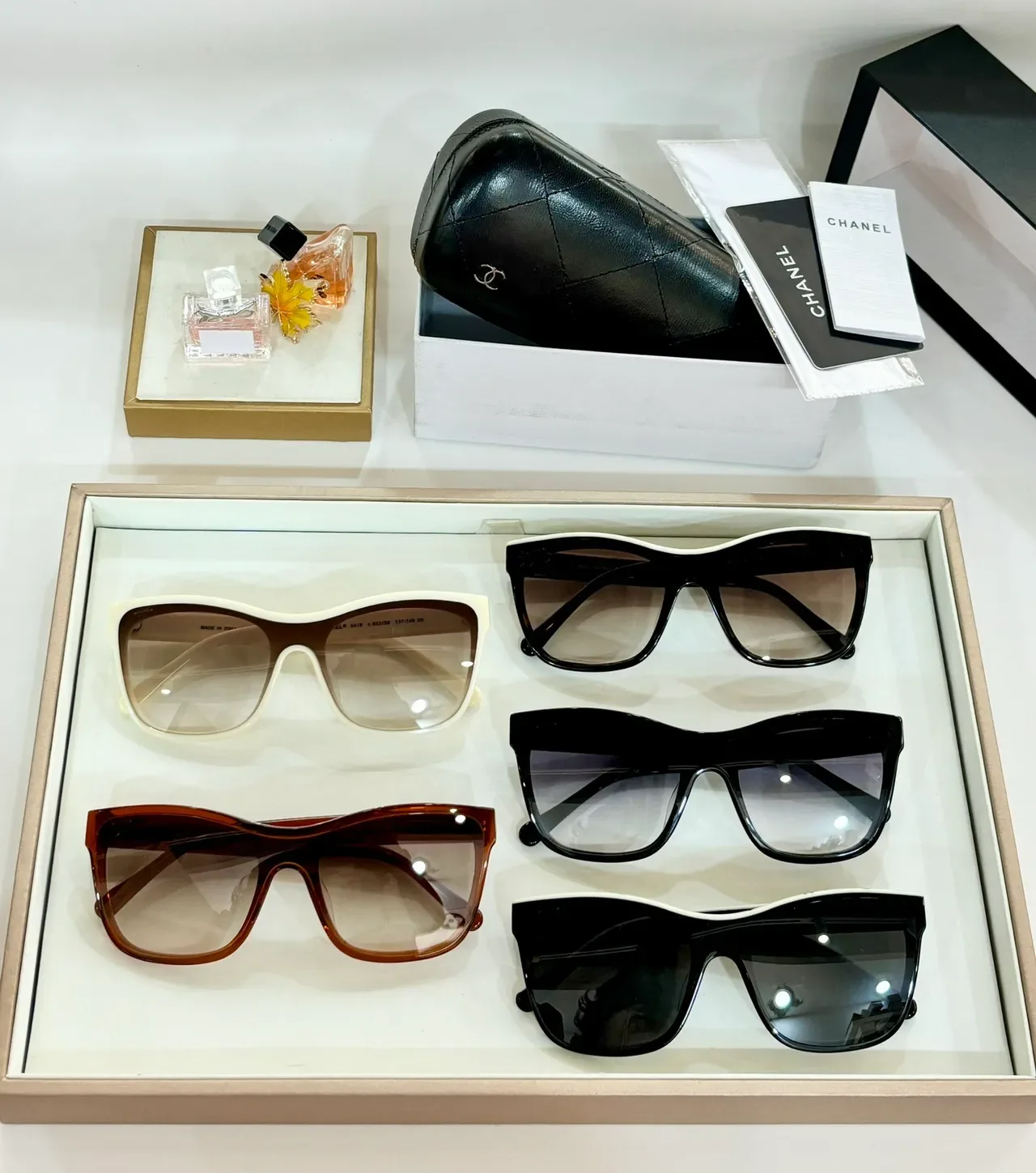 Chanel Black and White Acetate Double-Bar Sunglasses 4