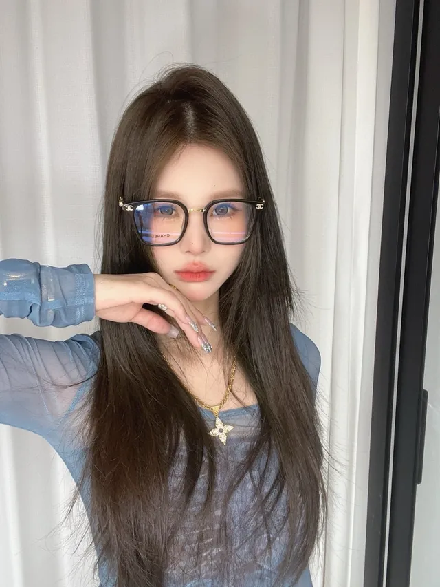 Chanel Black Blue Rectangular Frame Acetate Material Optical Glasses 2