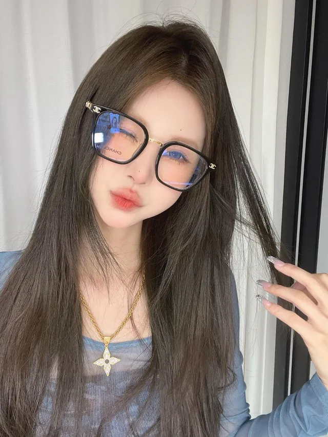 Chanel Black Blue Rectangular Frame Acetate Material Optical Glasses 3