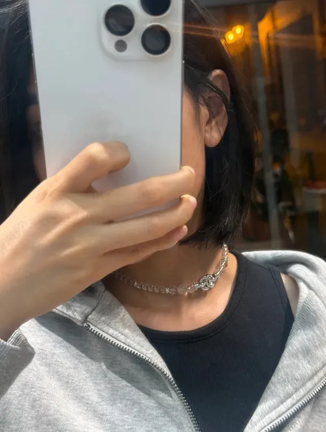 Chanel Camellia Transparent White Crystal-Bead Chain Pendant Necklace 2