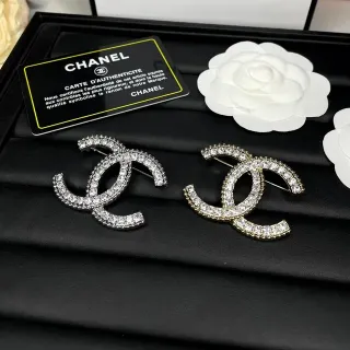 Chanel CC Brooch Crystal-Pavé Silver-Tone Brooches
