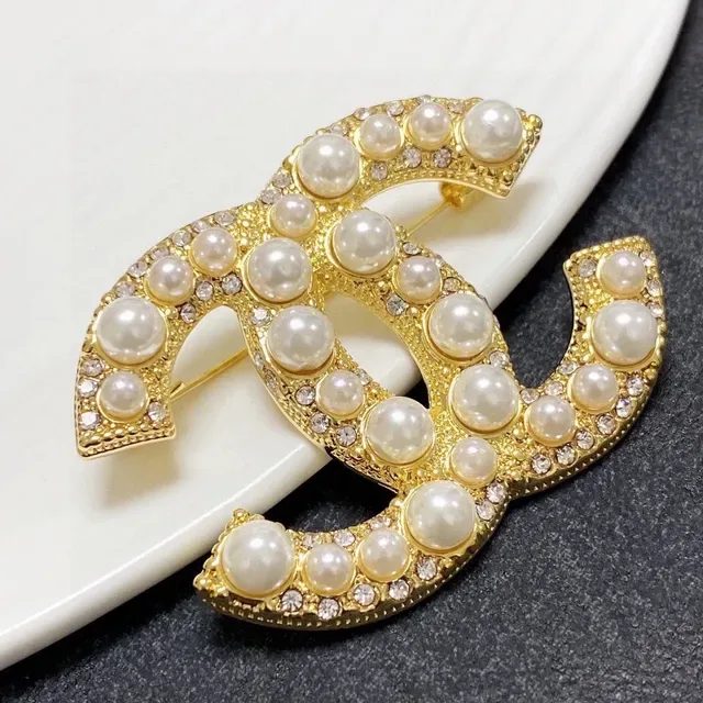 Chanel CC Brooch Gold-Tone Pearl and Crystal Embellished Brooch 4
