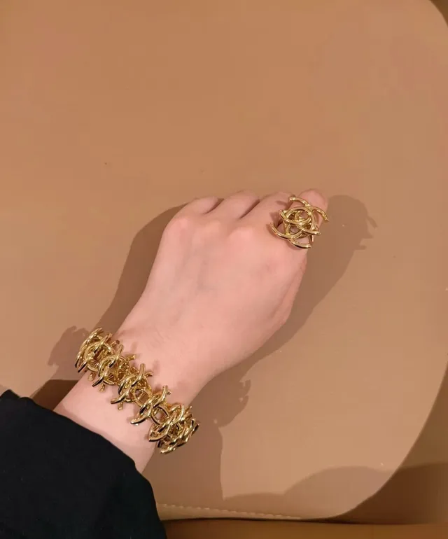 Chanel CC Link Multi-Row Gold-Tone Chain Bracelet 2