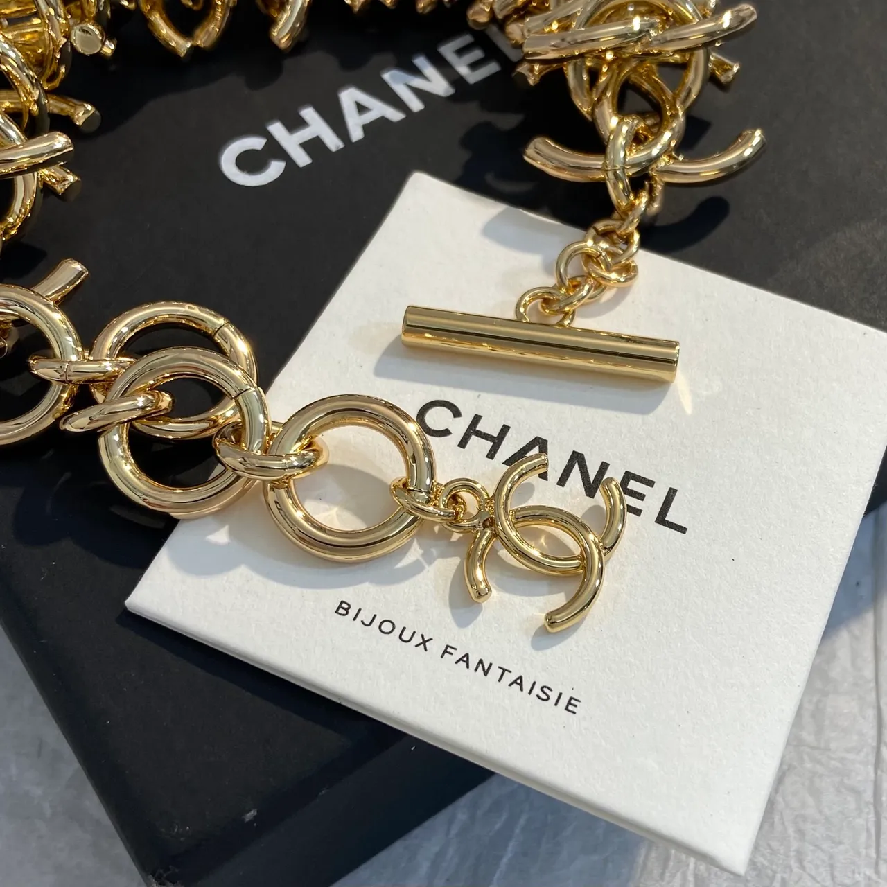Chanel CC Link Multi-Row Gold-Tone Chain Bracelet 5