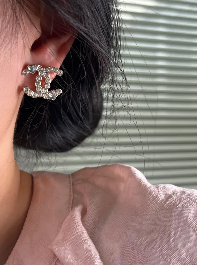 Chanel CC Logo Crystal and Pearl Stud Earrings 5