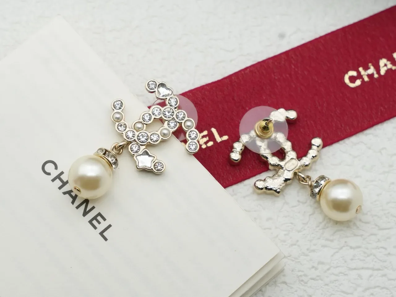 Chanel CC Pearl Crystal Drop Earrings 4