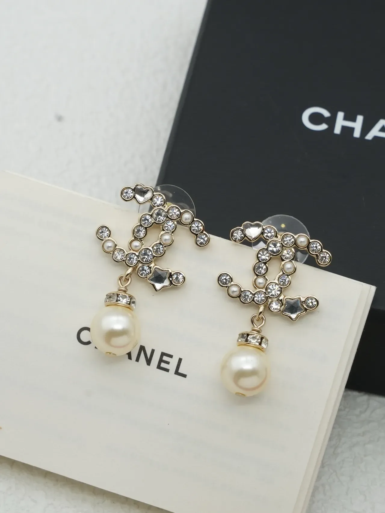Chanel CC Pearl Crystal Drop Earrings 5