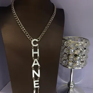 Chanel CHANEL लंबवत लोगो पेंडेंट नेकलेस