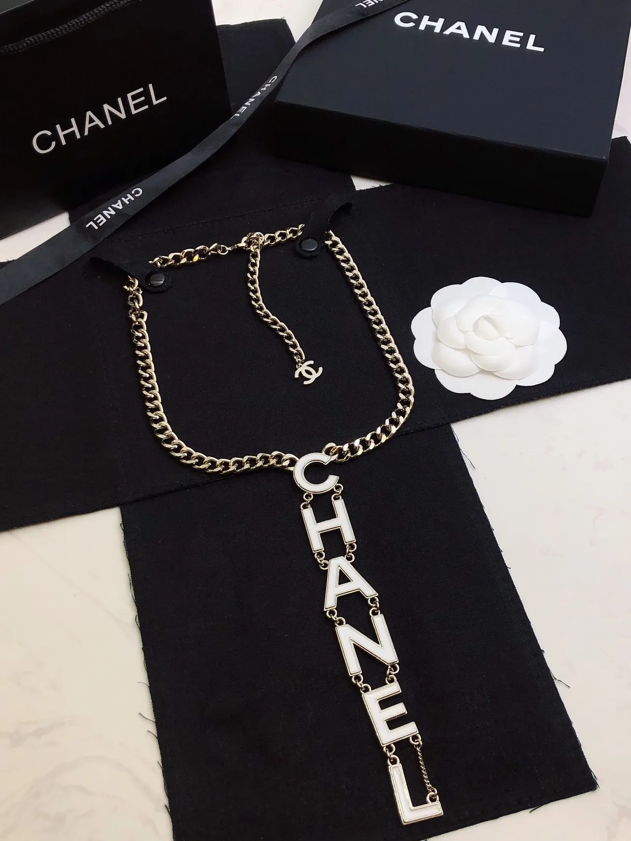 Chanel CHANEL Vertical Logo Pendant Necklace 5