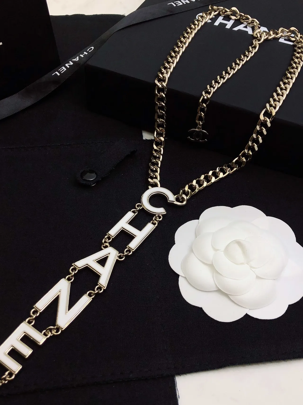 Chanel CHANEL Vertical Logo Pendant Necklace 8