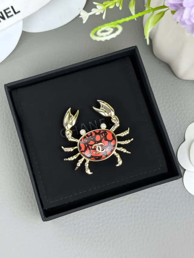 Chanel Broche Crabe Or Multicolore Silhouette Métal Broche 5