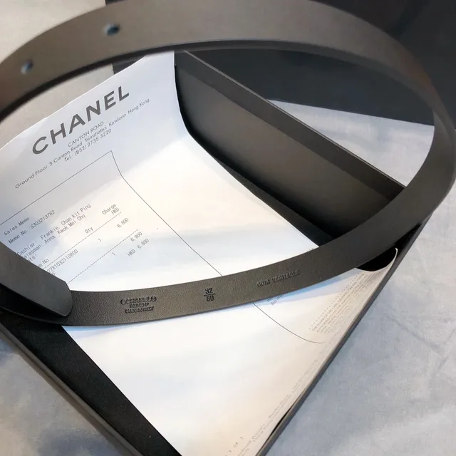 Chanel Crystal-Embellished CC Belt Black Leather Belt 6