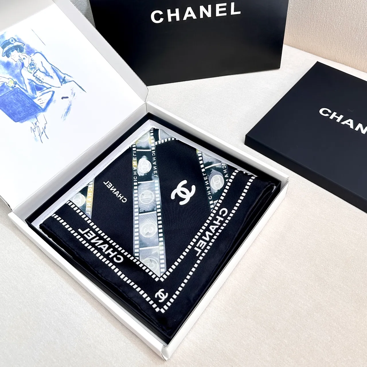Chanel Filmstrip Print Silk Scarf 4