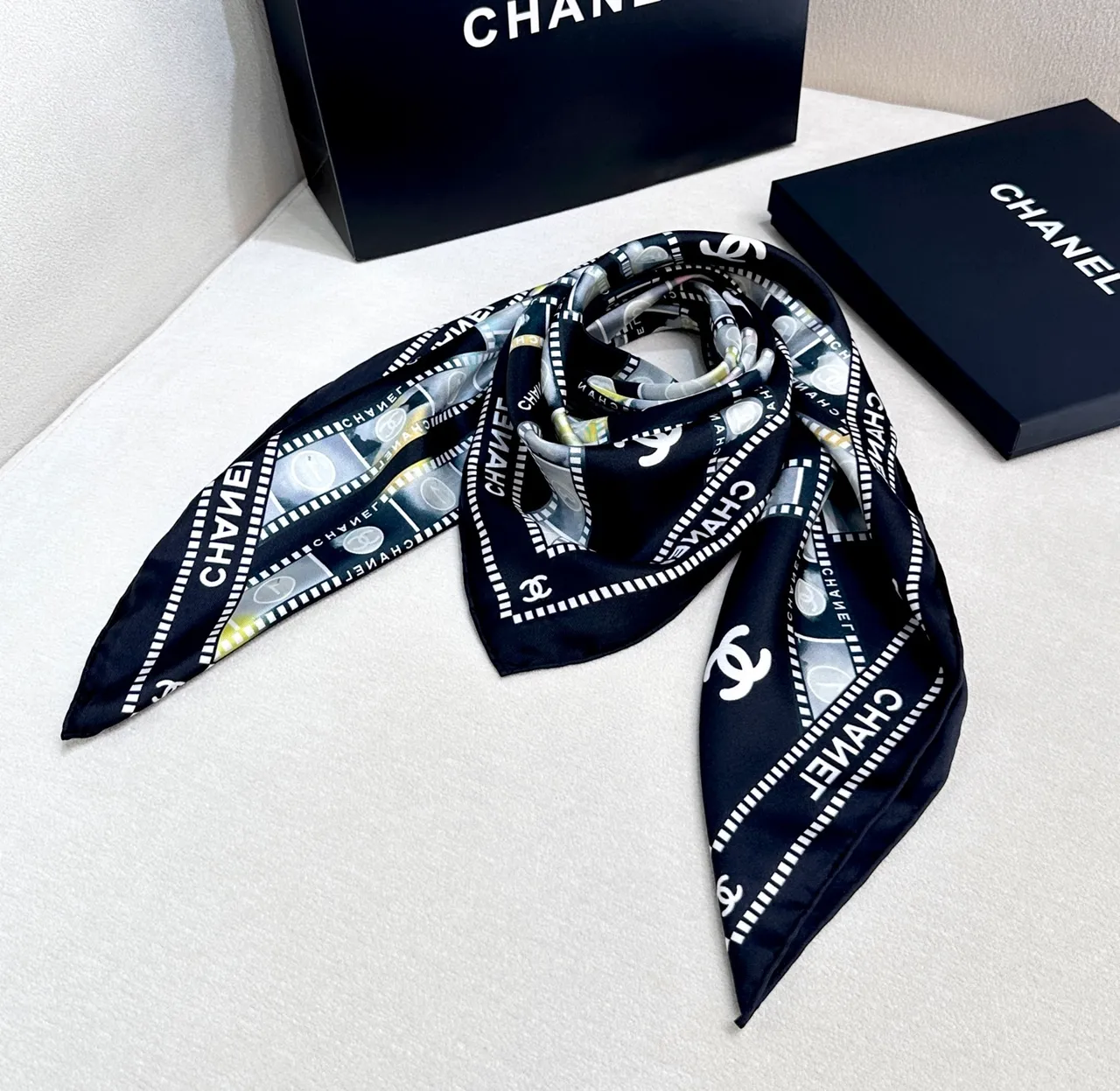 Chanel Filmstrip Print Silk Scarf 6