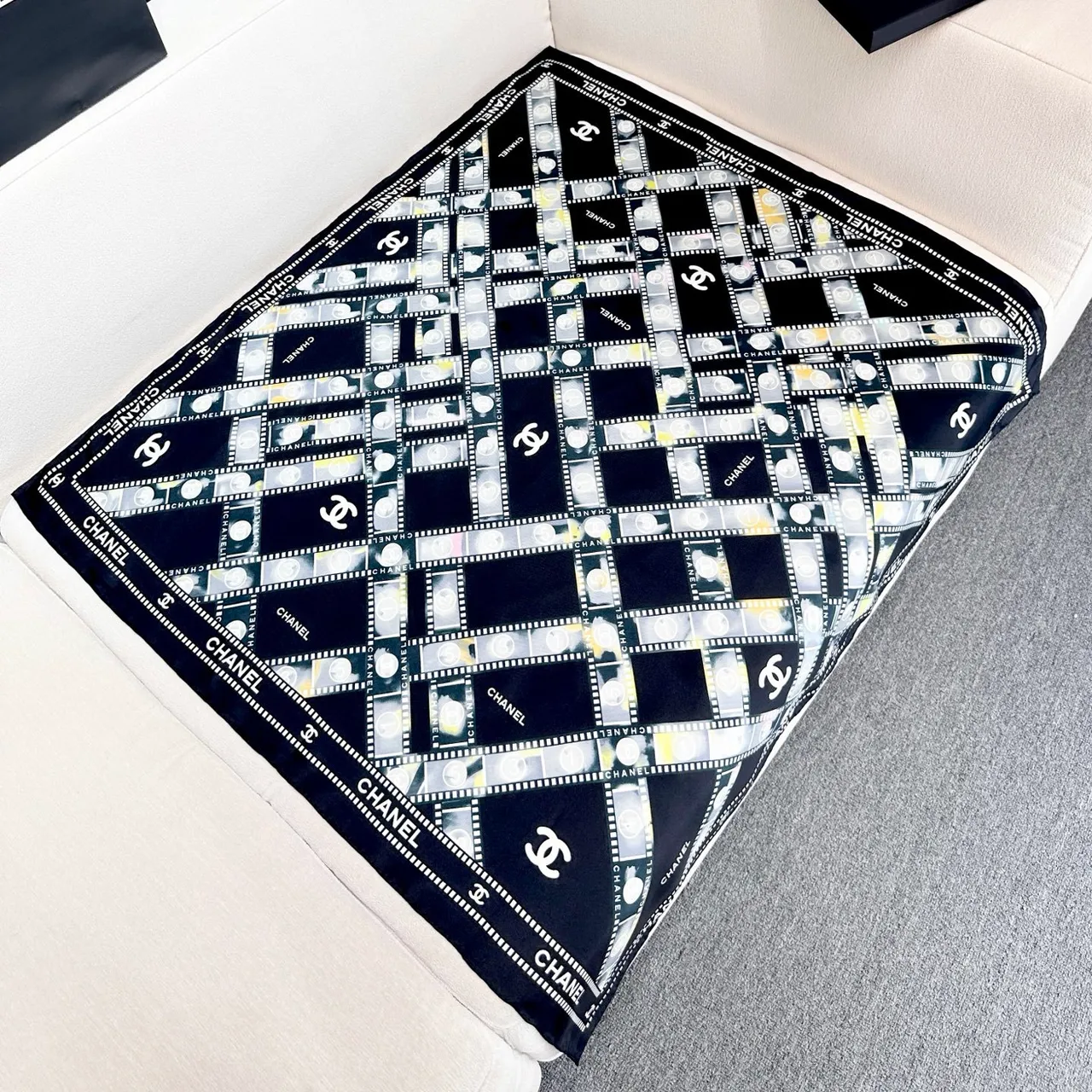 Chanel Filmstrip Print Silk Scarf 7
