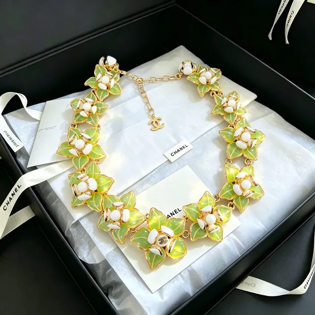 Chanel Floral Enamel and Pearl Statement Necklace 4