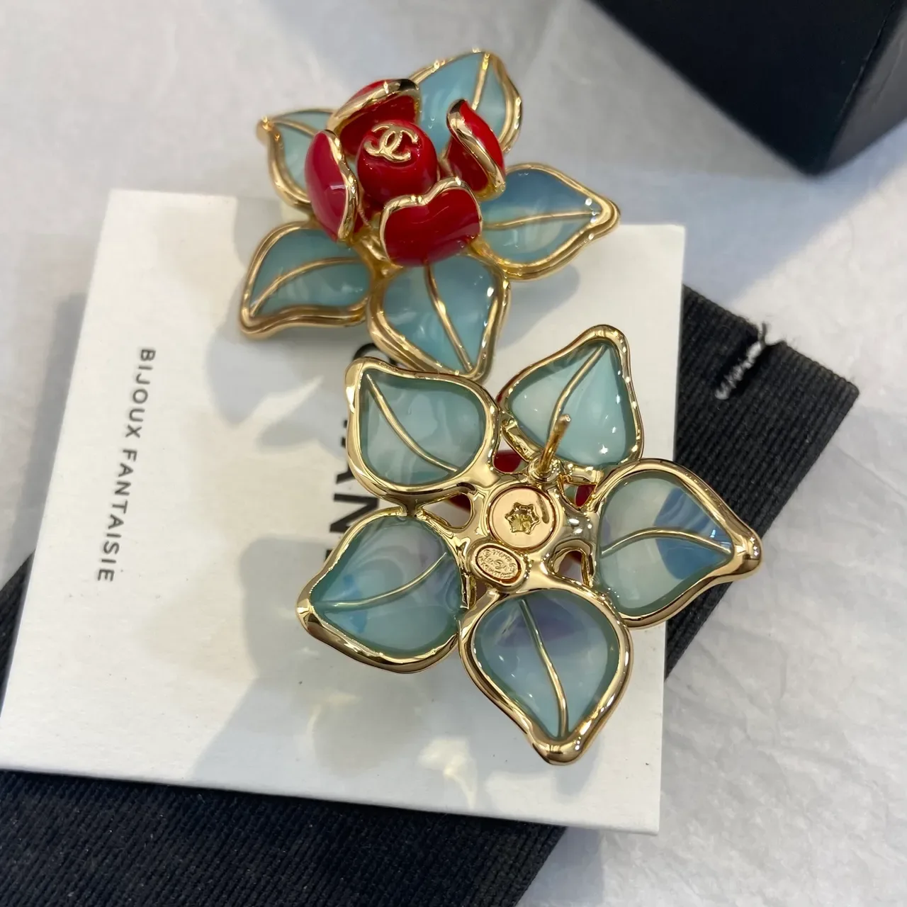 Chanel Floral Enamel Stud Earrings 3