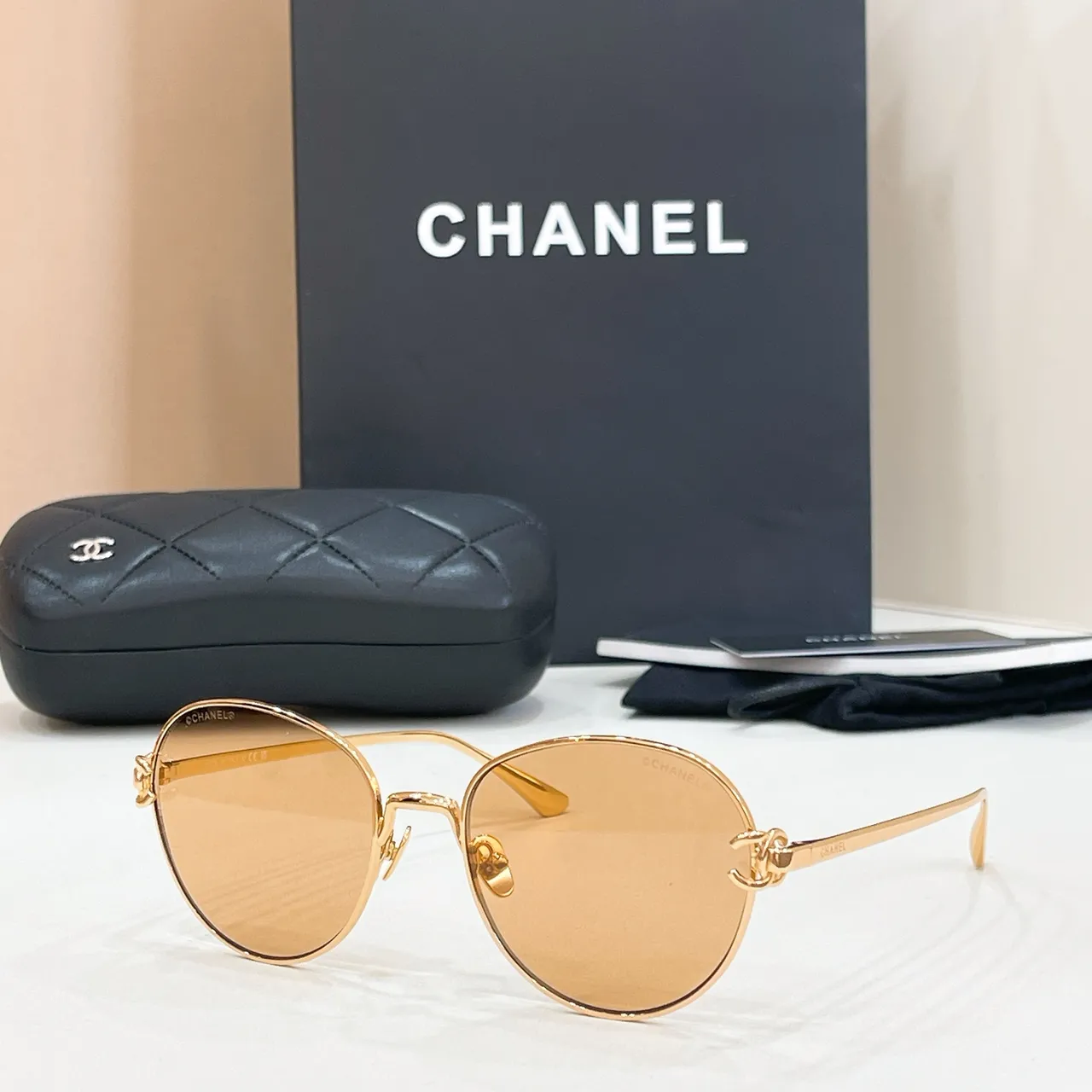 Chanel Gold Round Thin Metal Frame Finish Optical Glasses 3