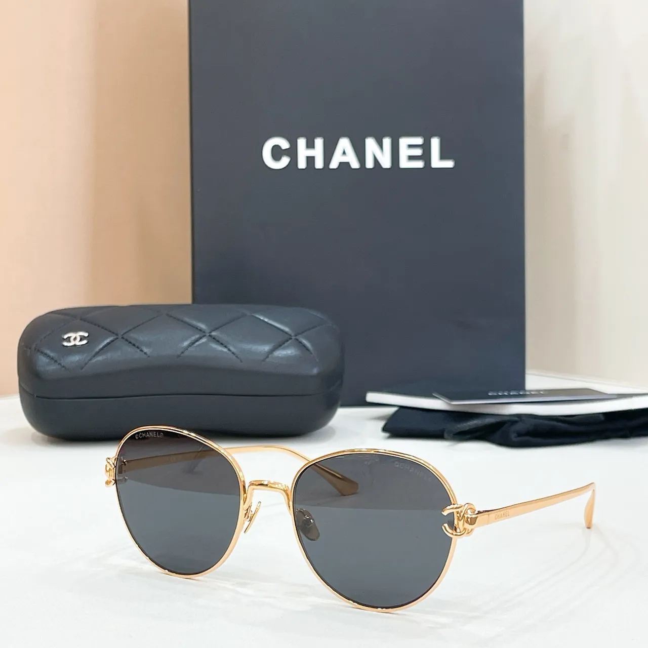 Chanel Gold Round Thin Metal Frame Finish Optical Glasses 4