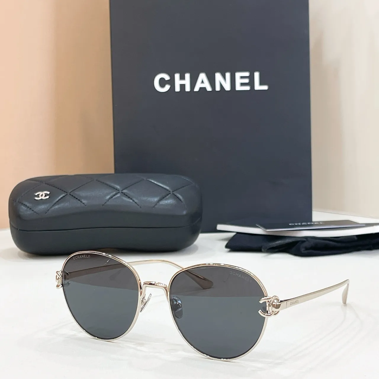 Chanel Gold Round Thin Metal Frame Finish Optical Glasses 5