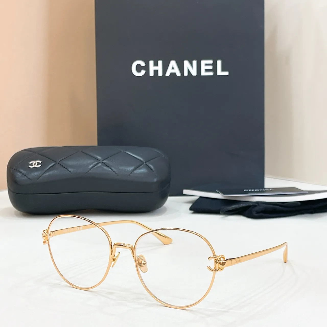 Chanel Gold Round Thin Metal Frame Finish Optical Glasses 7