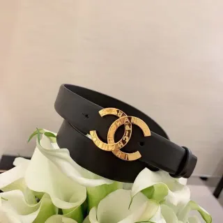 Chanel Interlocking CC Buckle Black Leather Belt