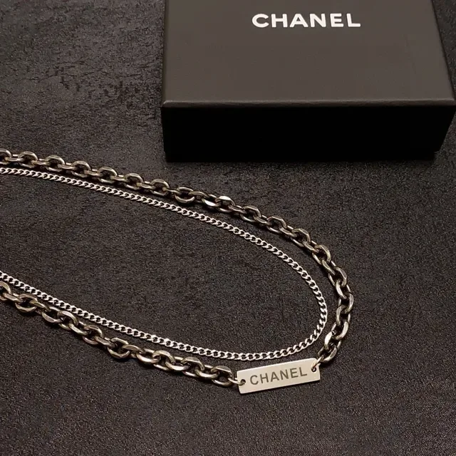 Chanel Layered Gunmetal and Silver Chain Necklace 4