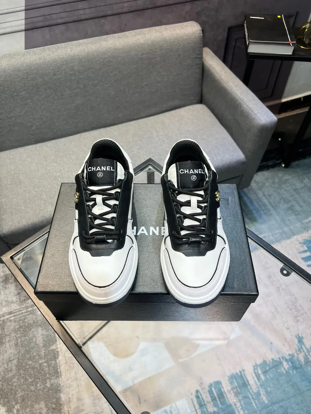 Chanel Lifestyle Sneaker White Black Low-Top Two-Tone Lifestyle Sneakers 2