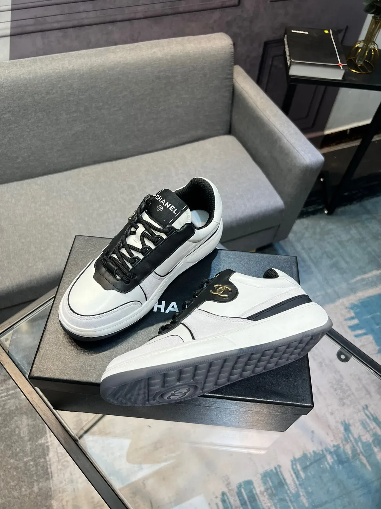 Chanel Lifestyle Sneaker White Black Low-Top Two-Tone Lifestyle Sneakers 4