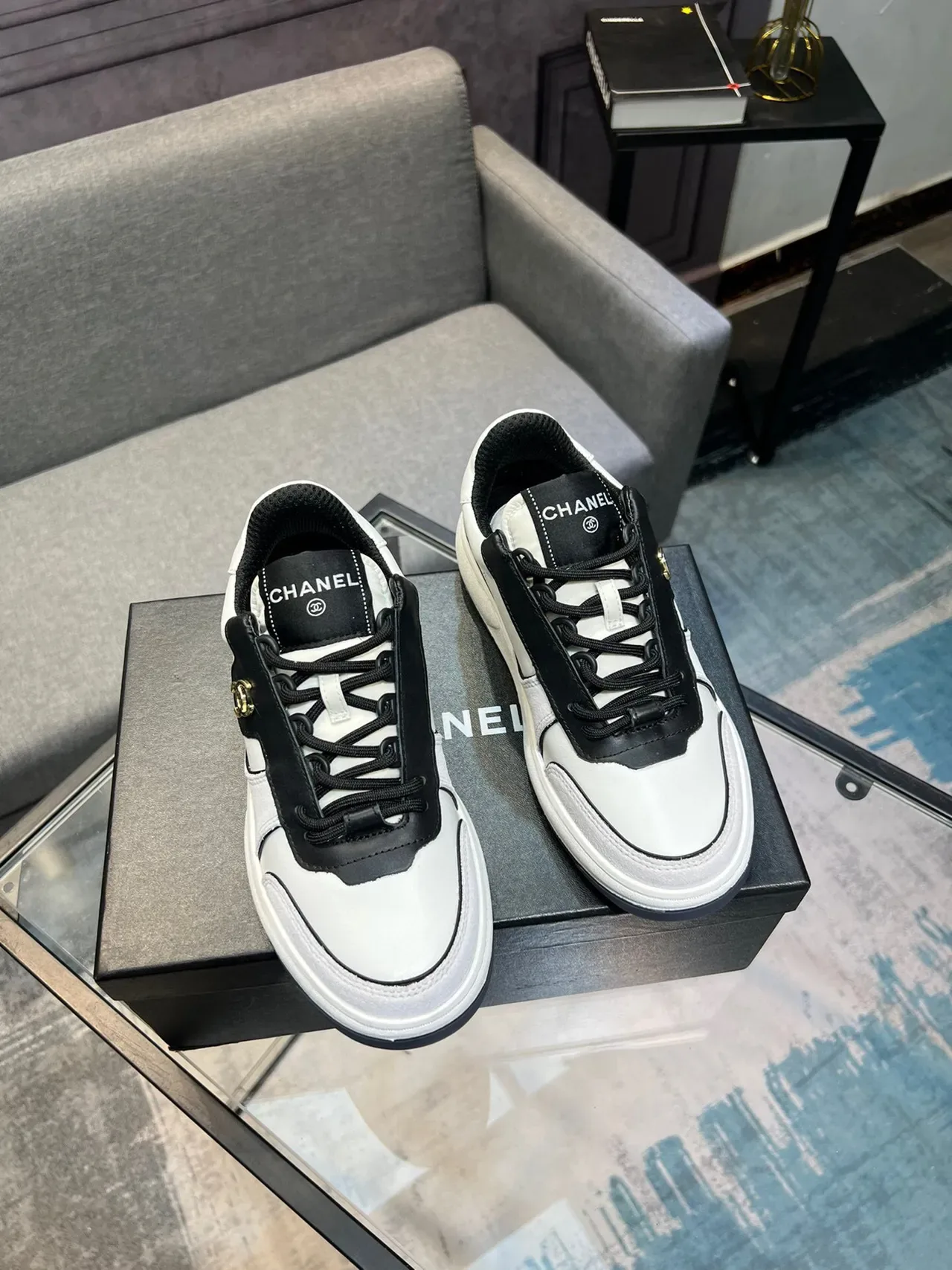 Chanel Lifestyle Sneaker White Black Low-Top Two-Tone Lifestyle Sneakers 5