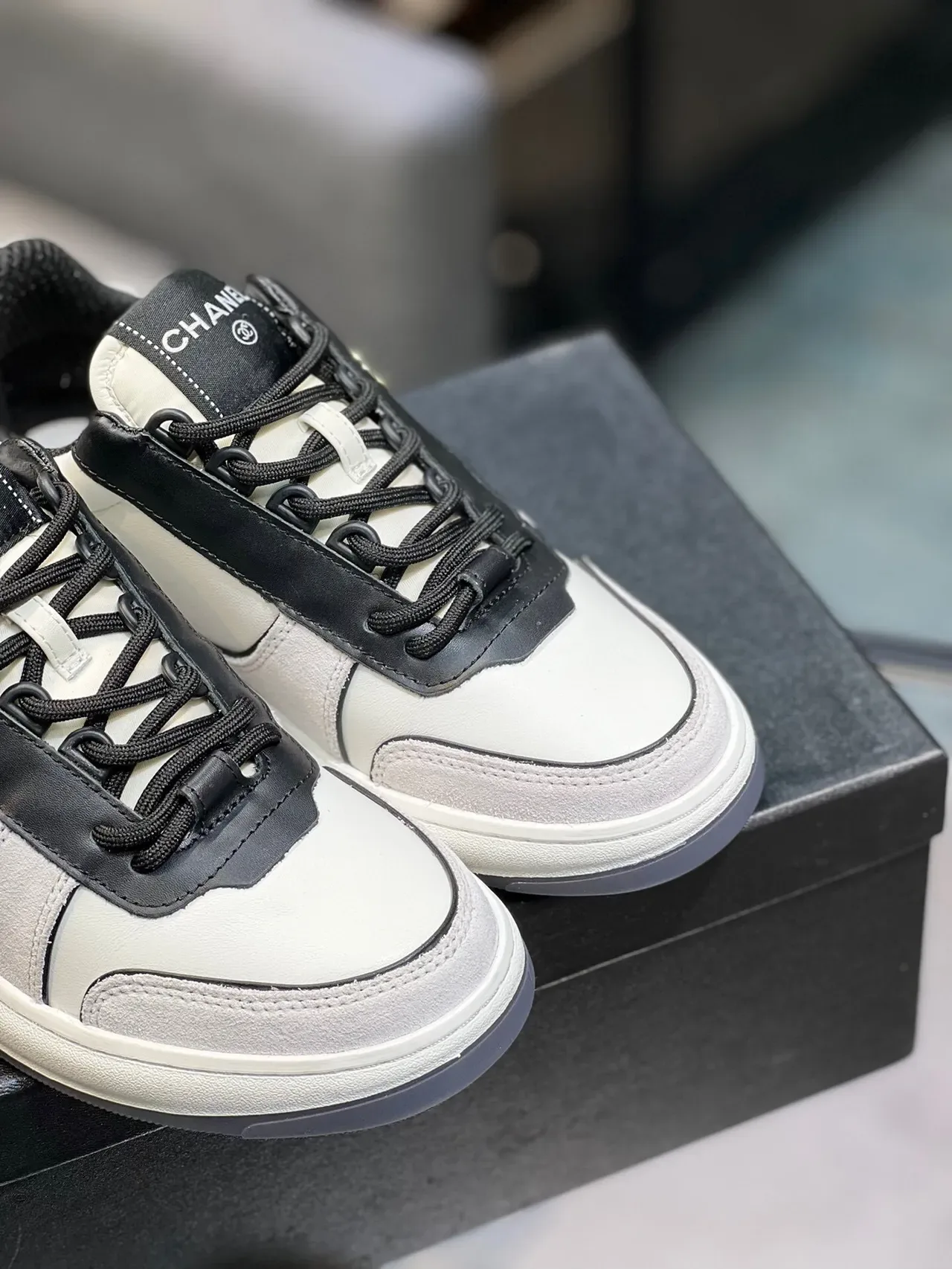 Chanel Lifestyle Sneaker White Black Low-Top Two-Tone Lifestyle Sneakers 9