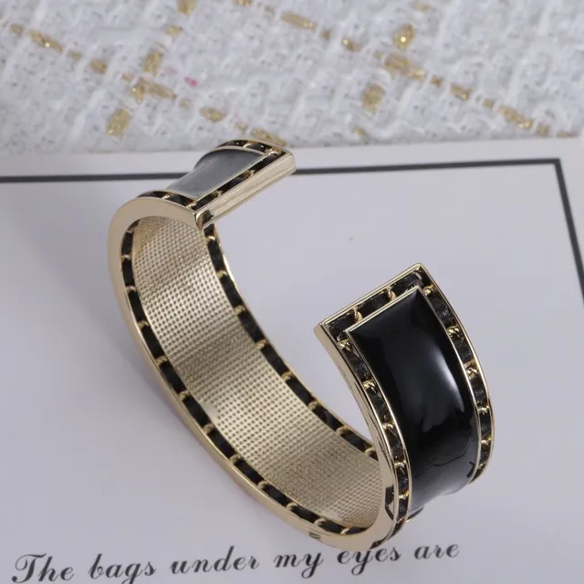 Chanel Logo Cuff Black Enamel and Gold-Tone Bracelet 5