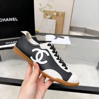 Chanel Logo Sneaker Black and White Suede Lifestyle Sneakers