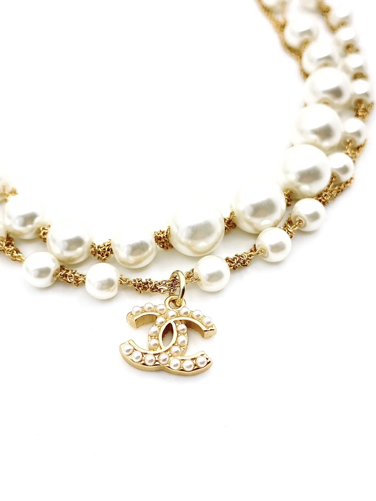 Chanel Pearl and Gold-Tone CC Logo Multi-Strand Necklace 3