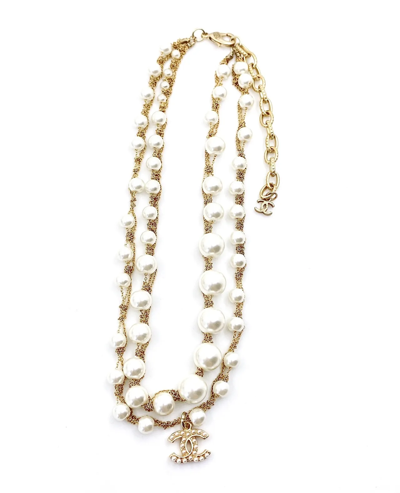 Chanel Pearl and Gold-Tone CC Logo Multi-Strand Necklace 4