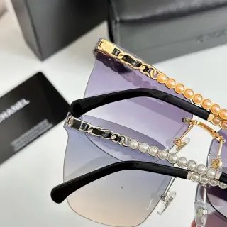 Chanel Pearl Chain Rimless Gradient Sunglasses