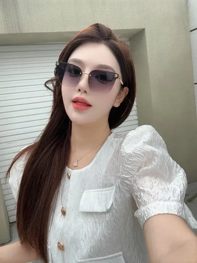 Chanel Pearl Chain Rimless Gradient Sunglasses 2