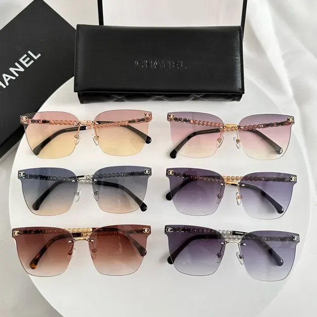 Chanel Pearl Chain Rimless Gradient Sunglasses 3