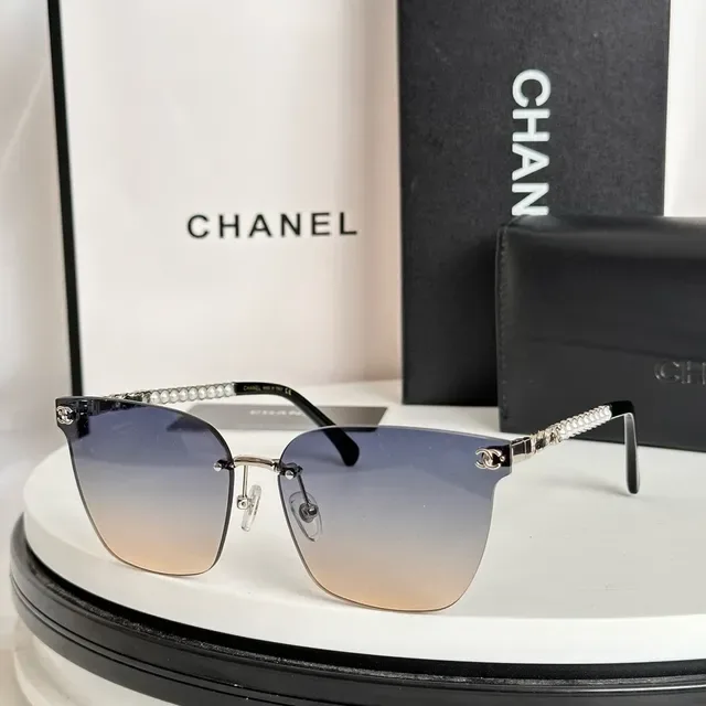 Chanel Pearl Chain Rimless Gradient Sunglasses 4