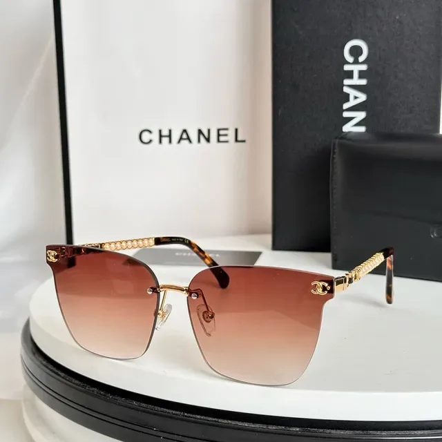 Chanel Pearl Chain Rimless Gradient Sunglasses 5
