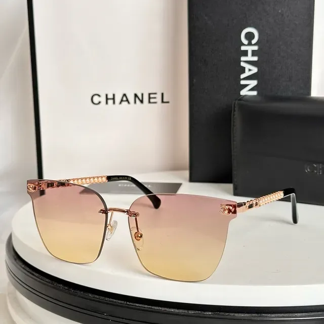 Chanel Pearl Chain Rimless Gradient Sunglasses 6