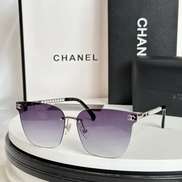 Chanel Pearl Chain Rimless Gradient Sunglasses 7