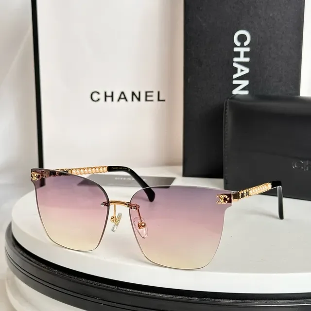 Chanel Pearl Chain Rimless Gradient Sunglasses 8