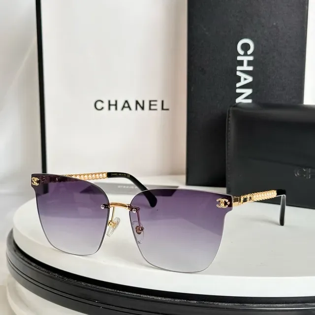 Chanel Pearl Chain Rimless Gradient Sunglasses 9