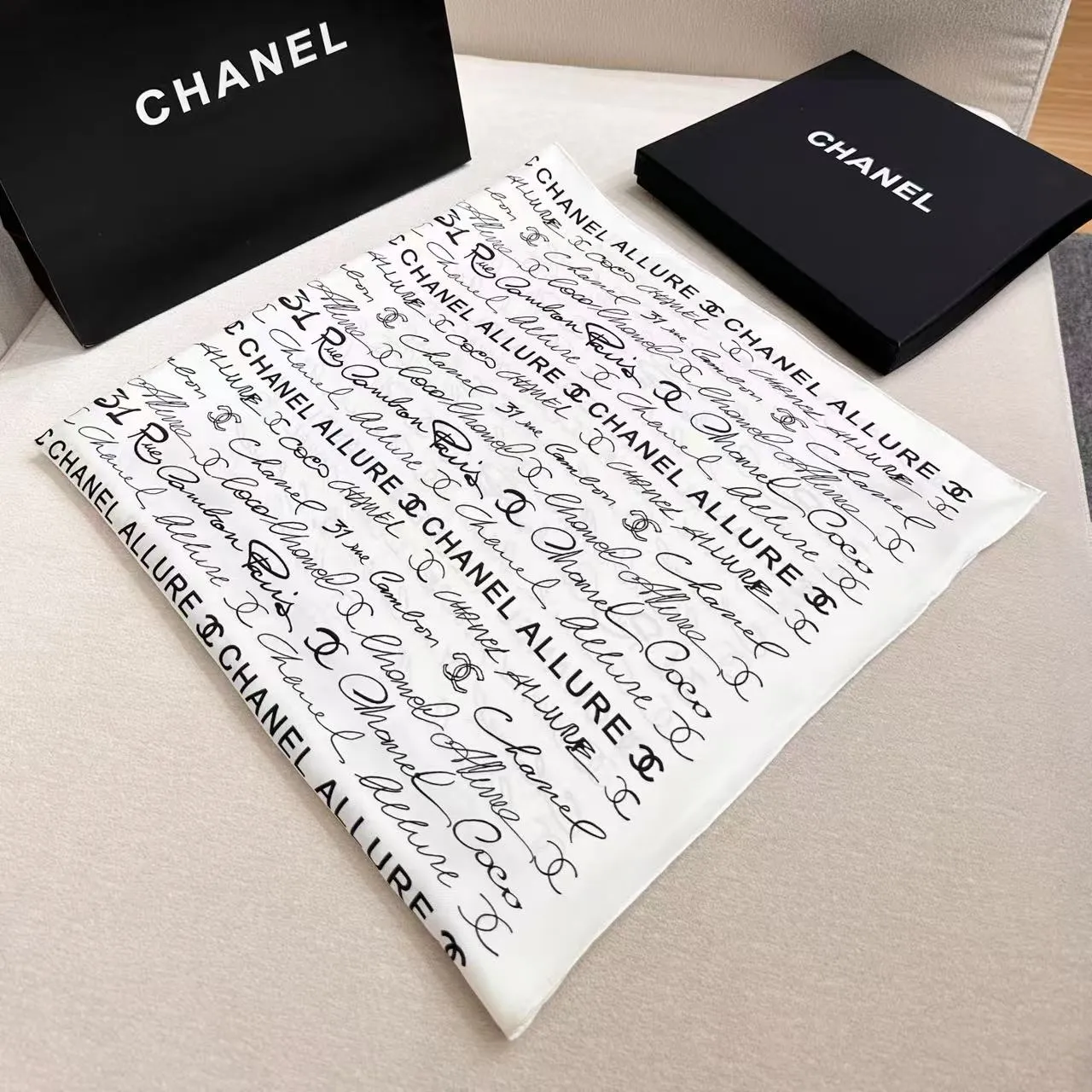 Chanel Script Print Beige Floral Sheer Overlay Casual Dress 7