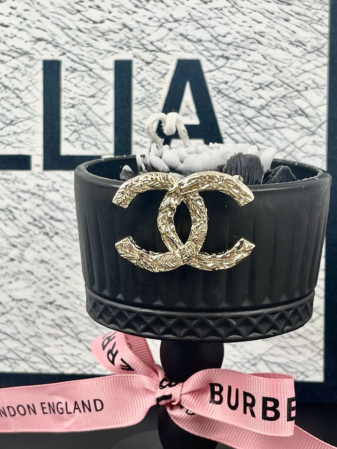 Chanel Silver Black Textured Relief Interlocking CC Motif Brooch 3