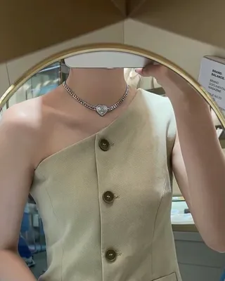 Chanel Silver White Curb Chain Heart-Shaped Pendant Necklace 9
