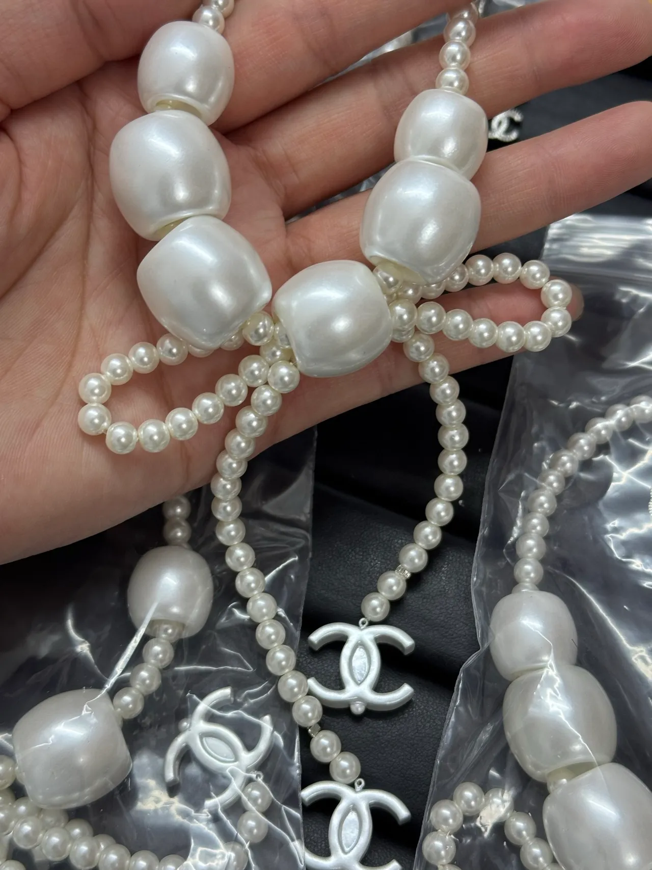 Chanel White Pearl Strand Baroque Bead Necklace 2